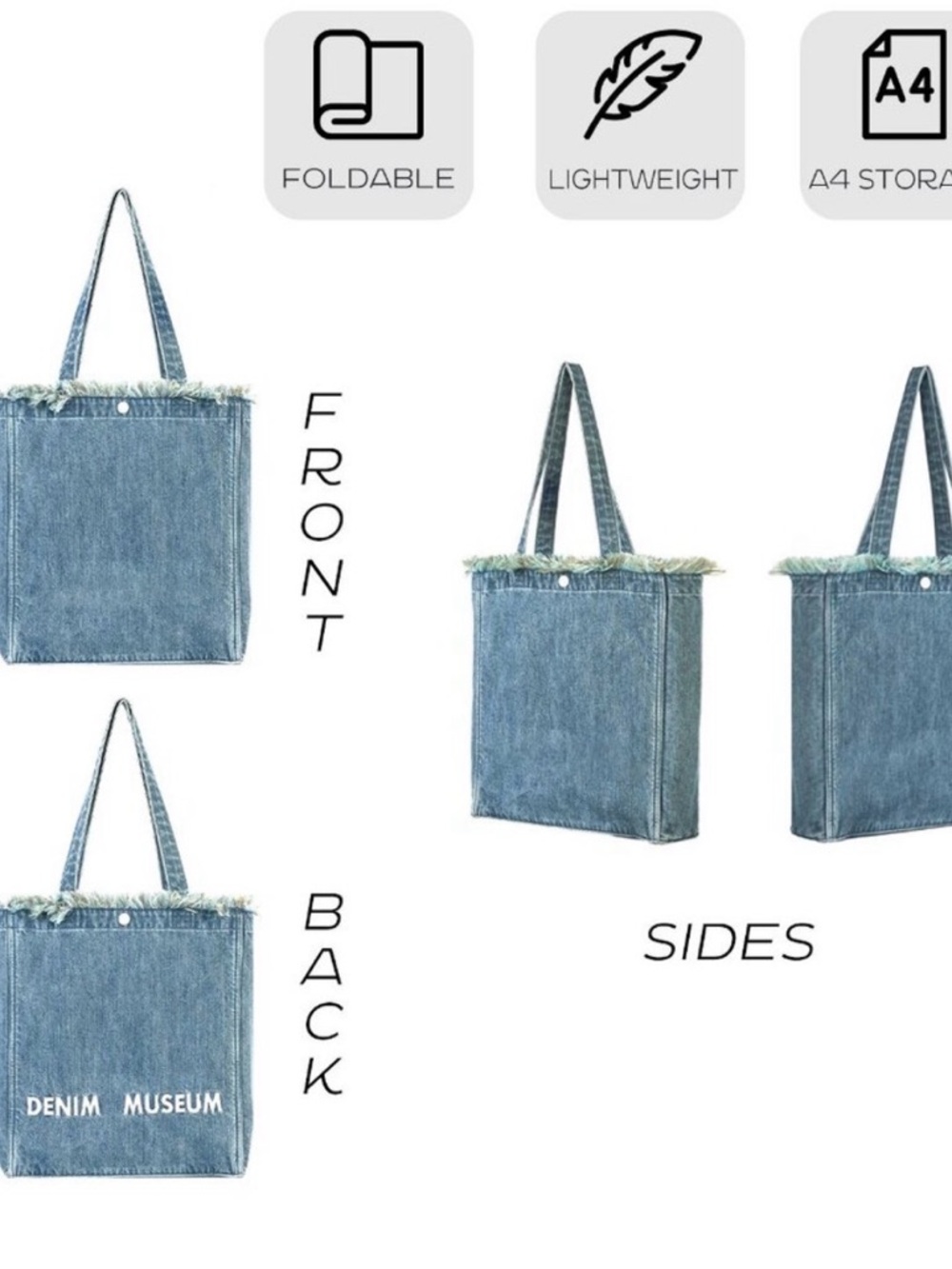 Denim Museum Light Blue Denim Tote Bag - Picture 6 of 8
